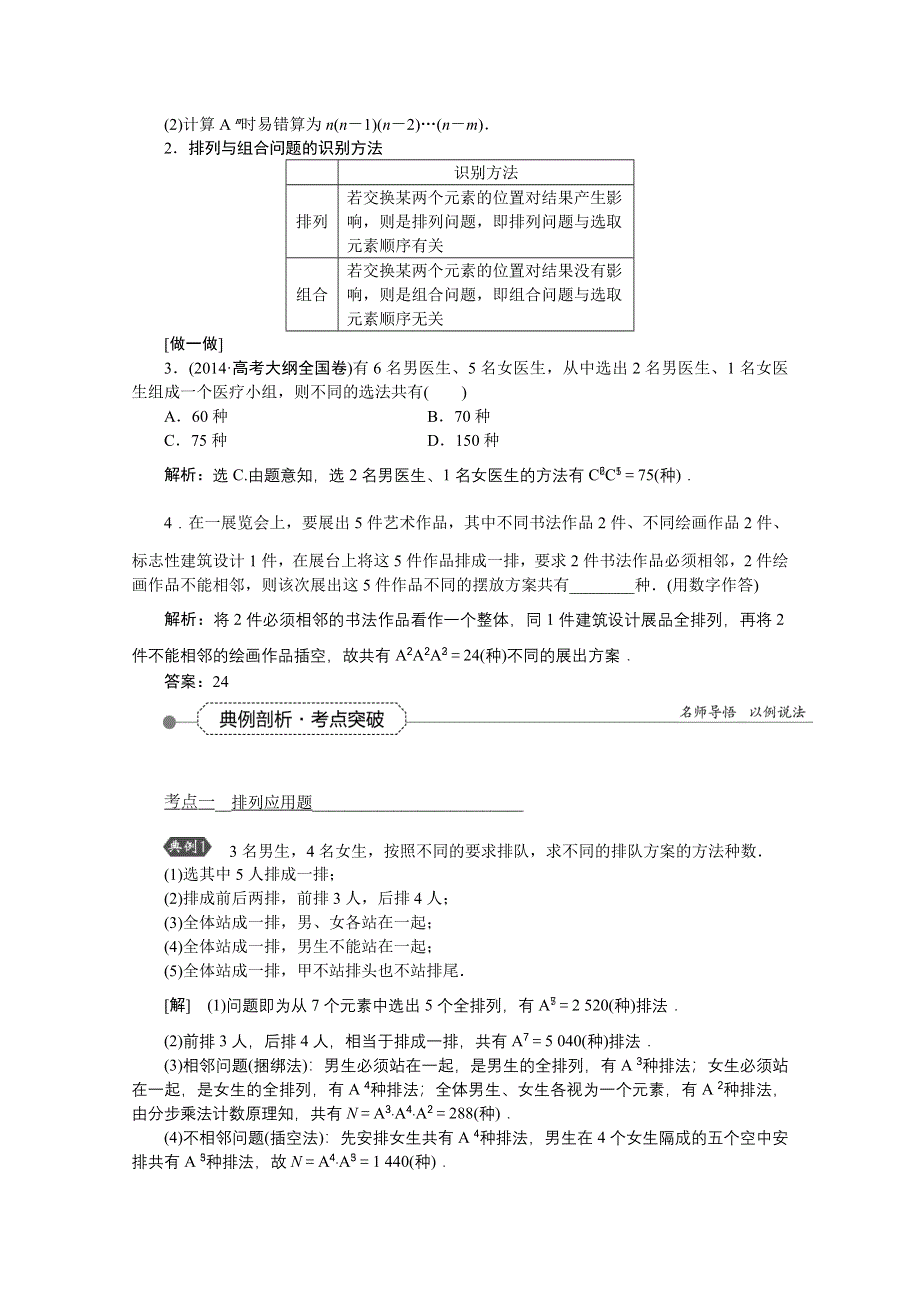 《优化方案》2016高考总复习（人教A版）高中数学 第九章 计数原理、概率、随机变量及其分布 第2讲 排列与组合.doc_第2页