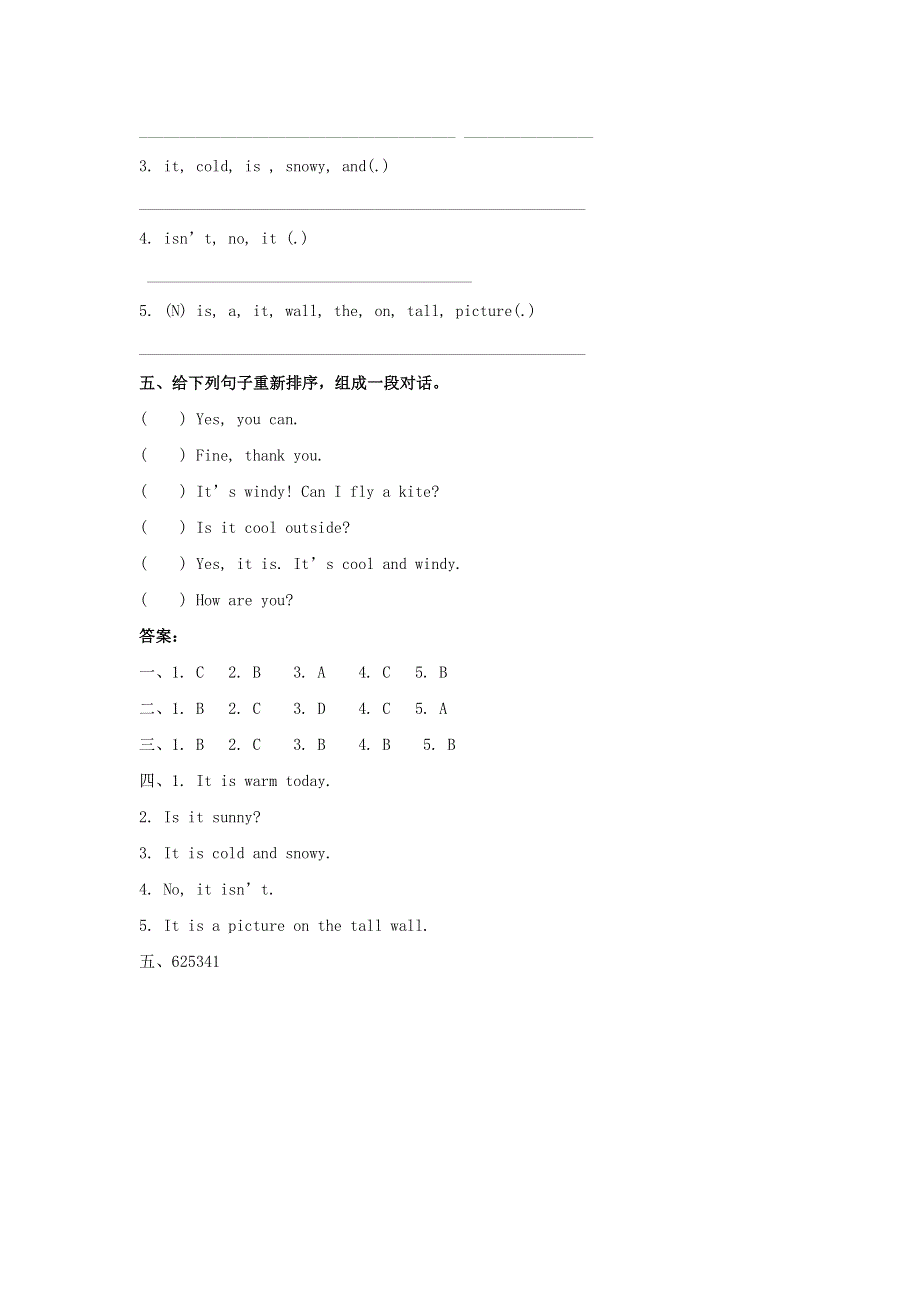 二年级英语下册 Unit 2 Weather Lesson 3 同步练习1 人教新起点.doc_第2页