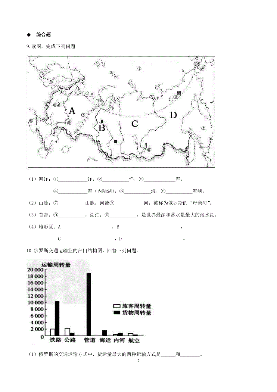 人教版地理七年级下册：7.4 俄罗斯 课时检测4.docx_第2页