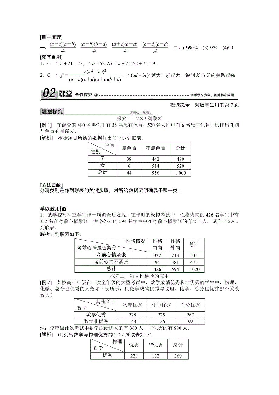 2020-2021学年北师大版数学选修1-2学案：1-2．2　独立性检验 1-2．3　独立性检验的基本思想 1-2．4　独立性检验的应用 WORD版含解析.doc_第2页