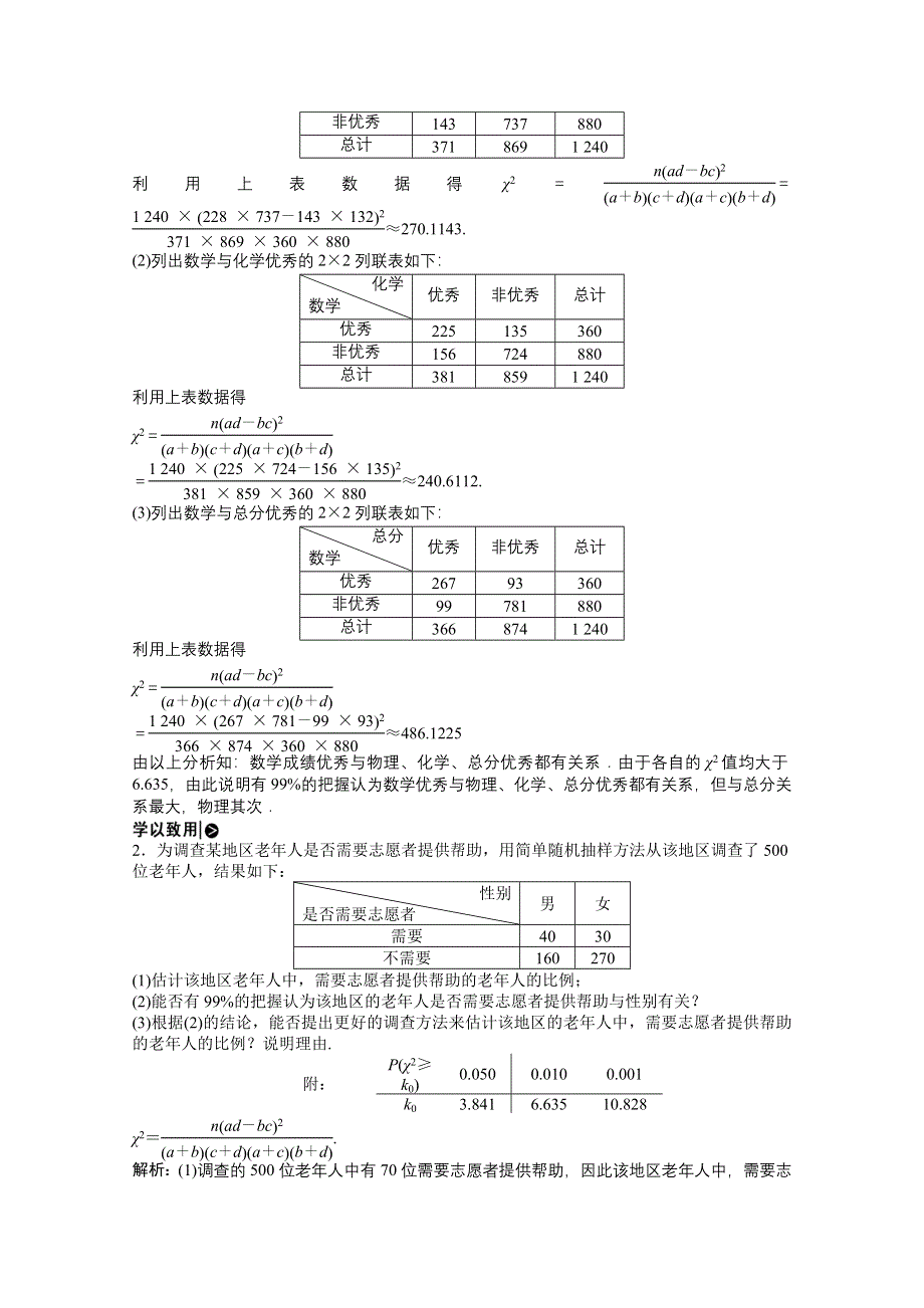 2020-2021学年北师大版数学选修1-2学案：1-2．2　独立性检验 1-2．3　独立性检验的基本思想 1-2．4　独立性检验的应用 WORD版含解析.doc_第3页