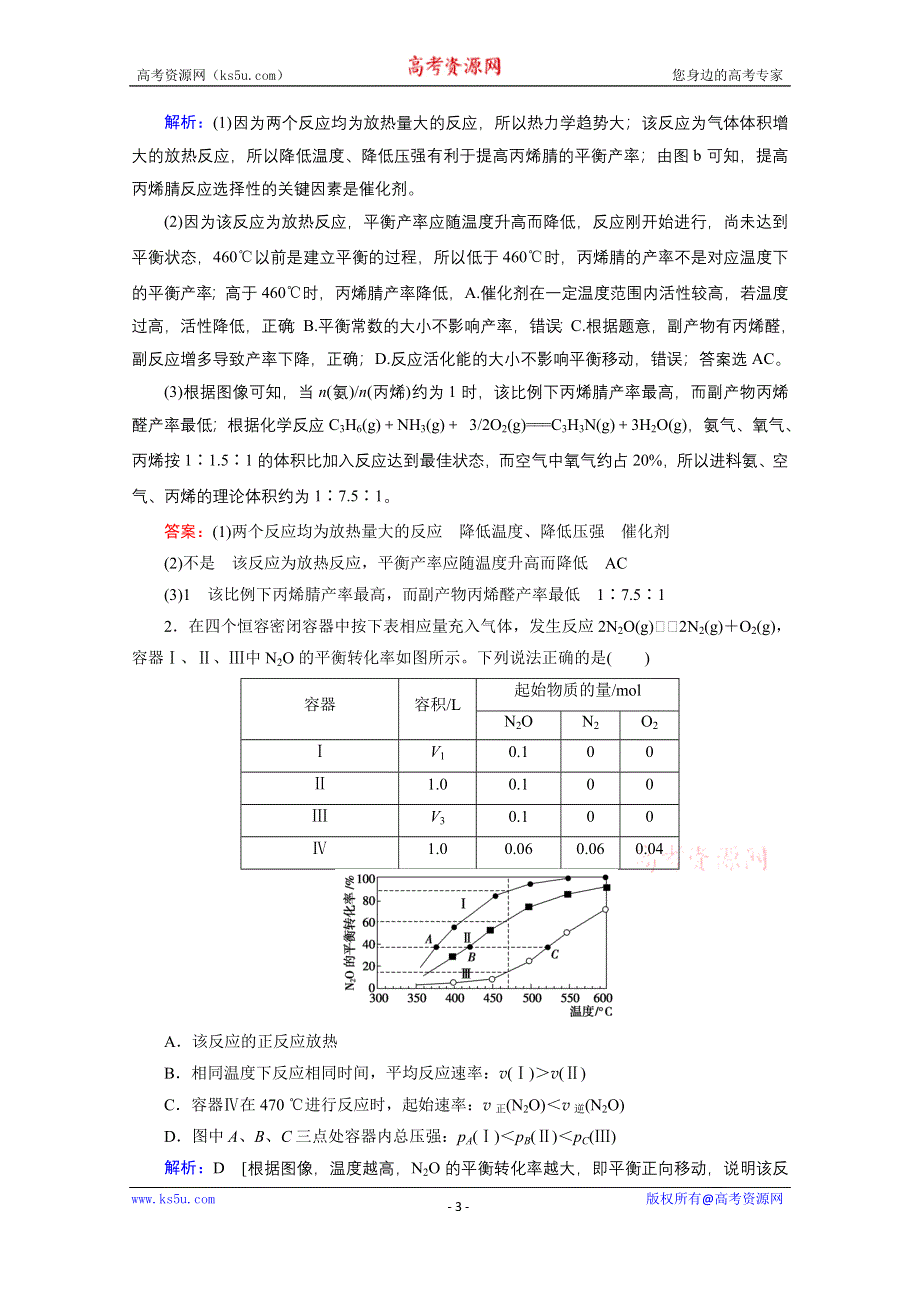 2020届高考艺考生化学复习教师用书：微专题六 化学平衡图像 WORD版含解析.doc_第3页