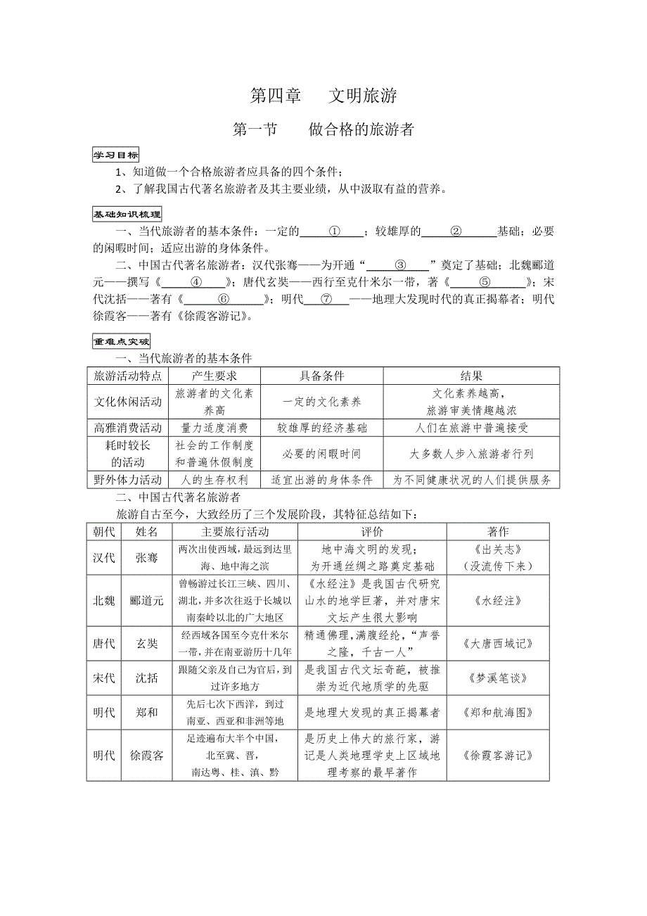 广东惠州市惠阳一中实验学校高二地理《41做合格的旅游者》学案.doc_第1页