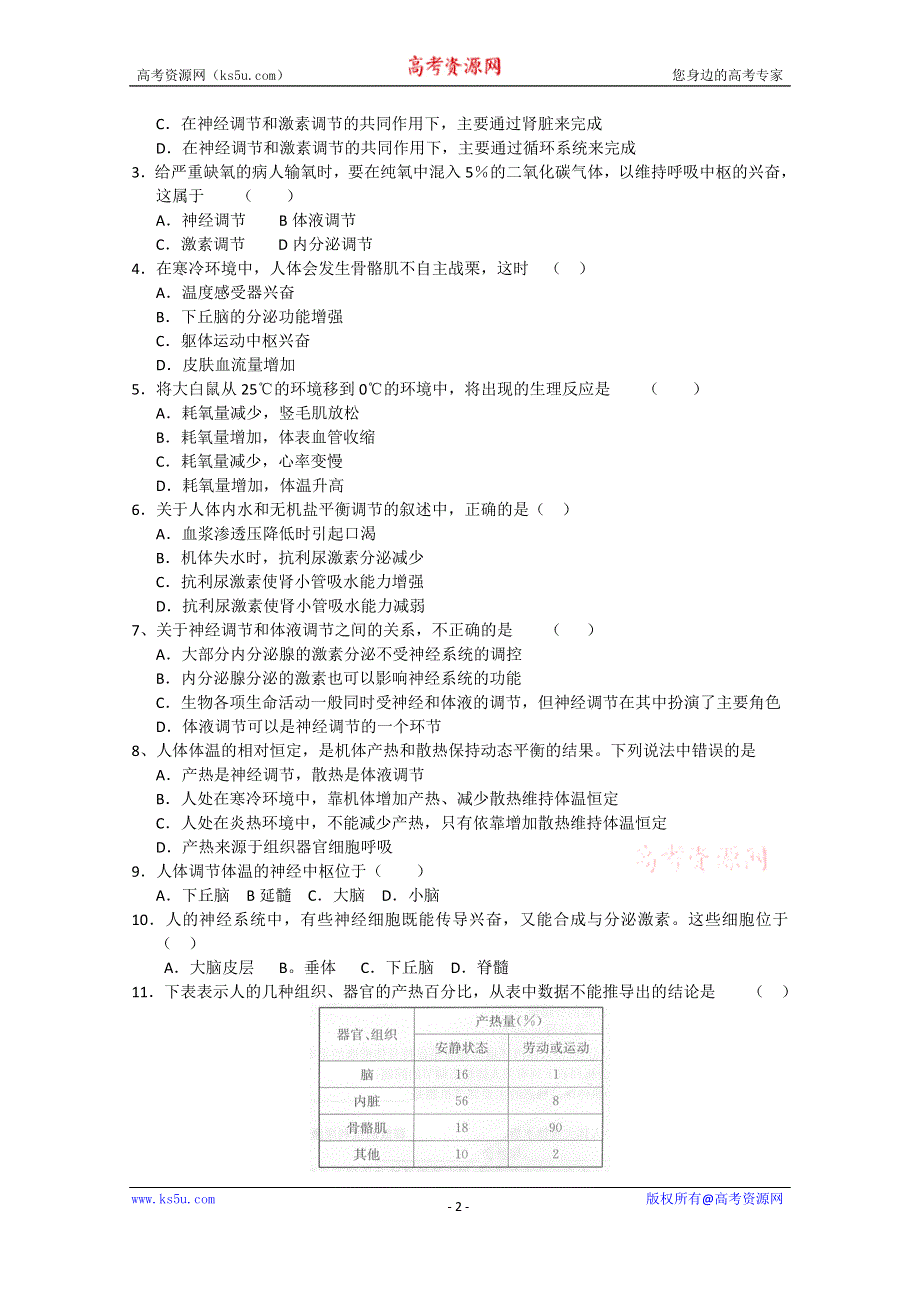 《教材分析与导入设计》2015高二生物（人教）必修3学案：第2章 第3节 神经调 节与体液调节的关系.doc_第2页