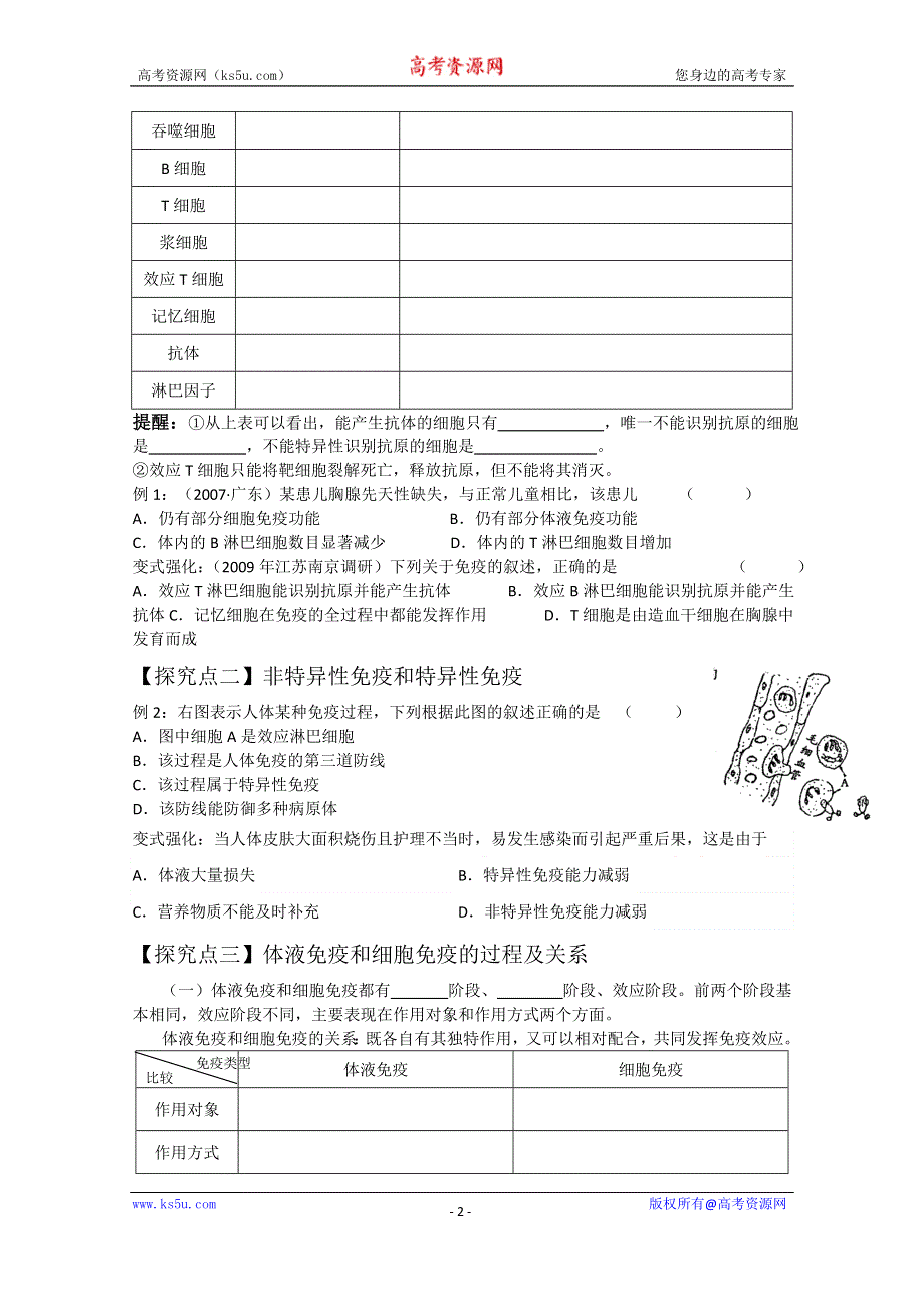 《教材分析与导入设计》2015高二生物（人教）必修3学案：第2章 第4节 免疫调节.doc_第2页