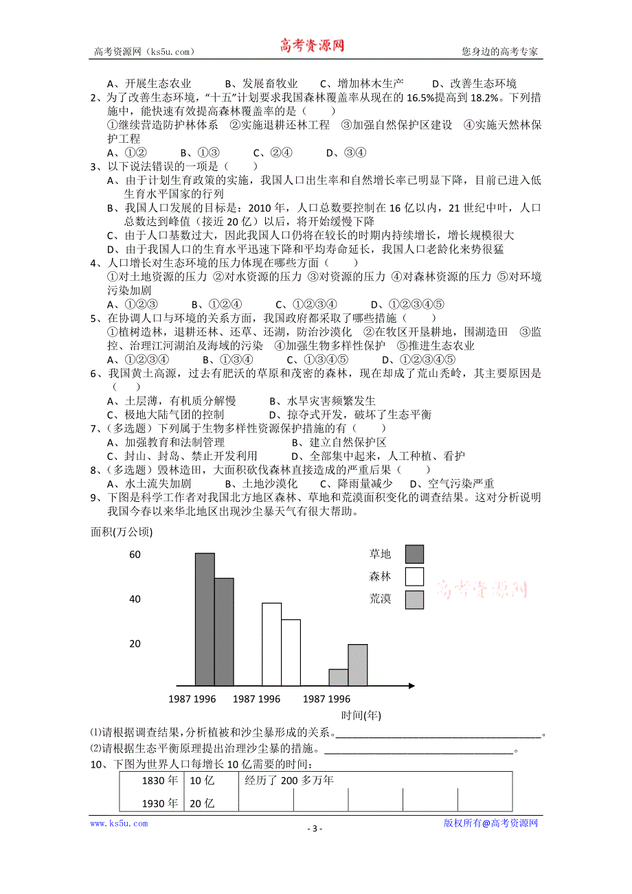 《教材分析与导入设计》2015高二生物（人教）必修3学案：第6章 第1节 人口增长对生态环境的影响.doc_第3页