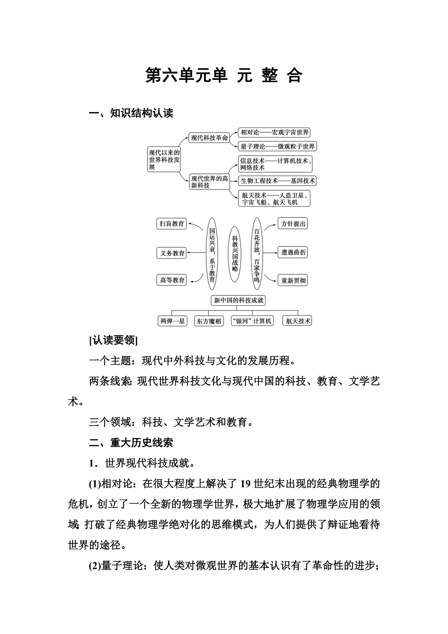 2016-2017学年高中岳麓版历史必修三练习：第六单元单元整合 WORD版含答案.doc_第1页