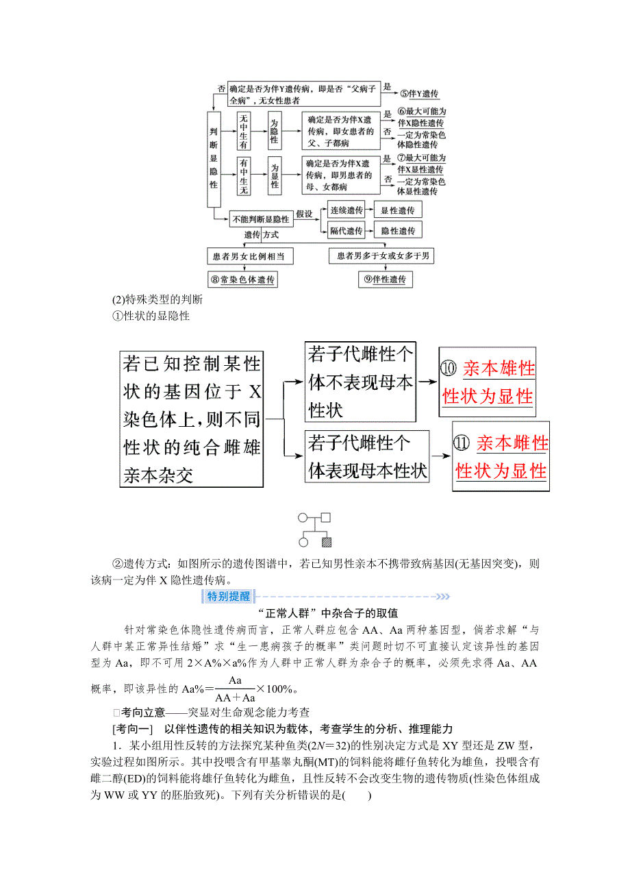2020届高考艺考生物复习教师用书：专题五第7讲 高频命题点2　伴性遗传及人类遗传病 WORD版含解析.doc_第3页