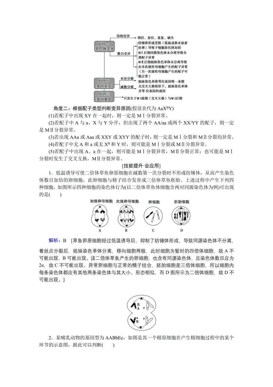 2020届高考艺考生物复习教师用书：热点四　细胞异常分裂与变异 WORD版含解析.doc_第2页