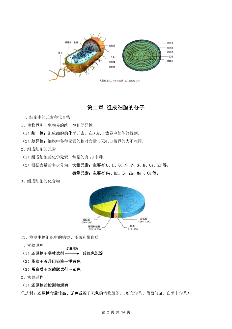 人教版（2019）高中生物必修1《分子与细胞》核心考点复习提纲（全面必备！）.docx_第2页