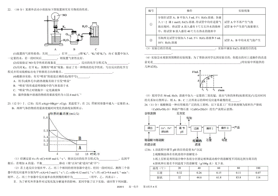 《发布》四川省成都市树德中学2019-2020学年高一5月半期考试 化学 PDF版含答案（可编辑）.pdf_第3页