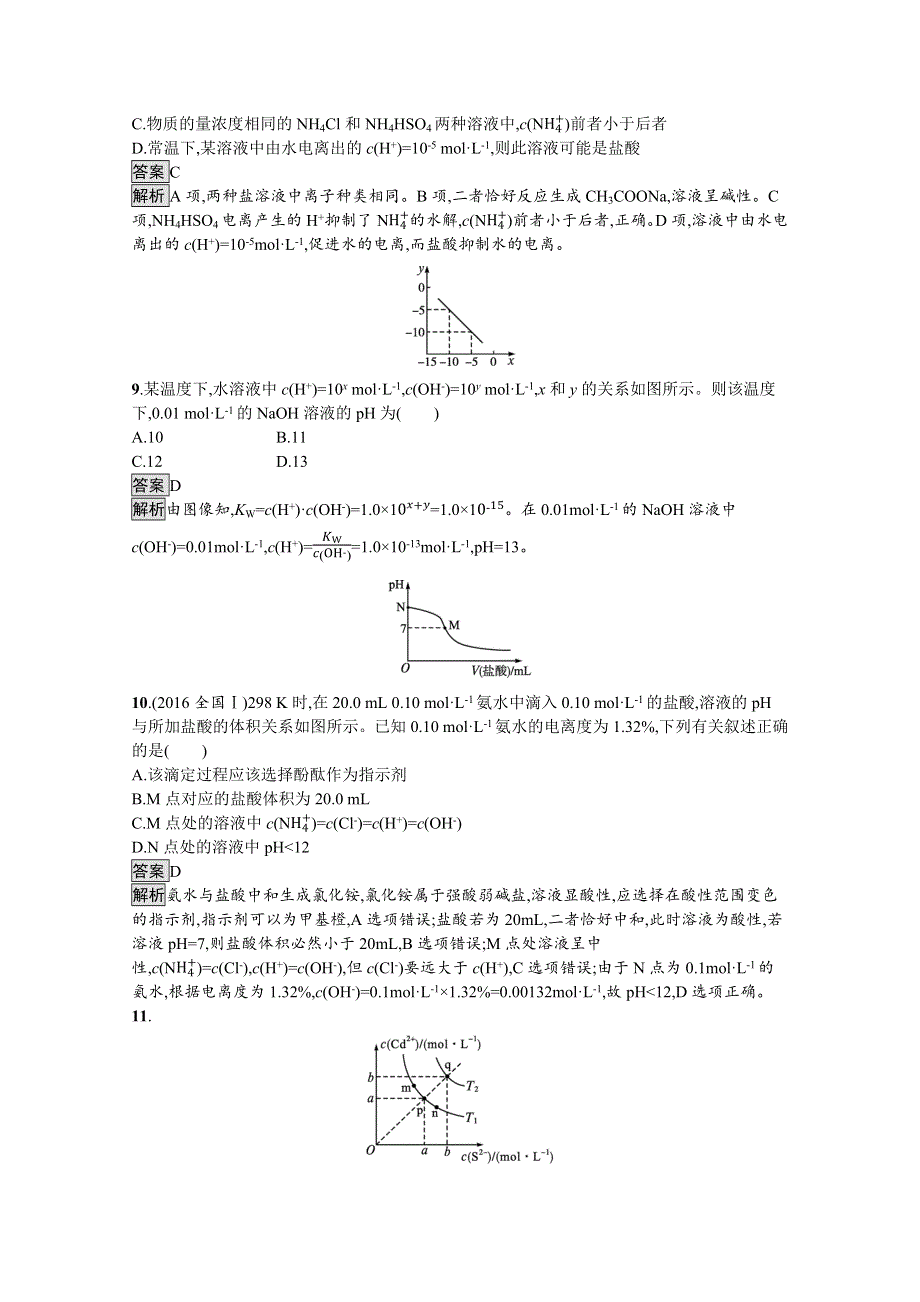 《新教材》2021-2022学年人教版化学选择性必修第一册训练：第三章 水溶液中的离子反应与平衡 测评 WORD版含解析.docx_第3页