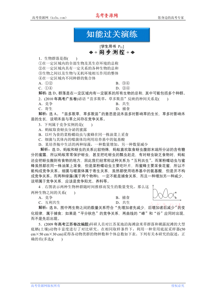 《优化方案》人教生物必修3第4章第3节同步测试 P43 WORD版含答案.doc_第1页