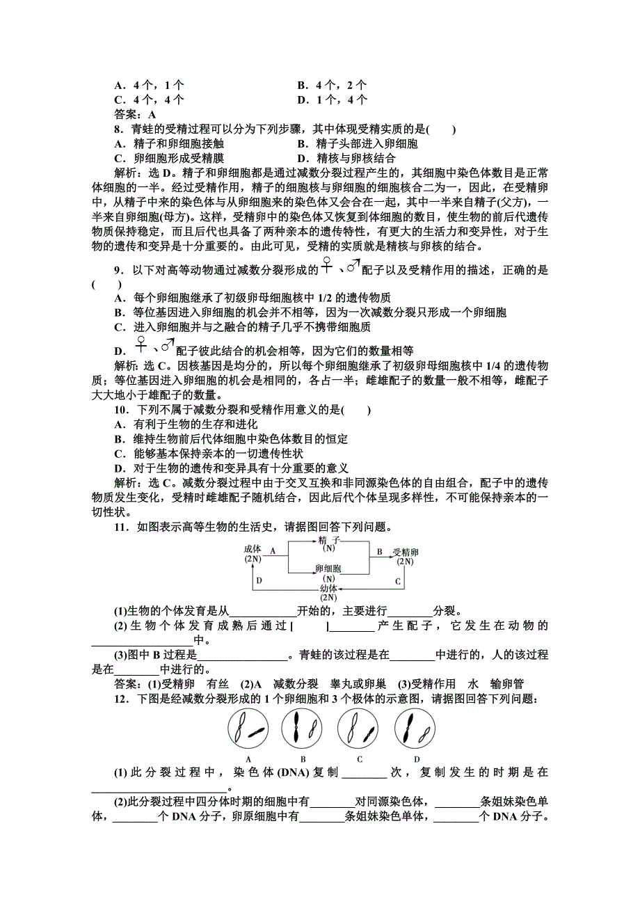 《优化方案》人教生物必修2第2章第1节二同步测试 WORD版含答案.doc_第3页