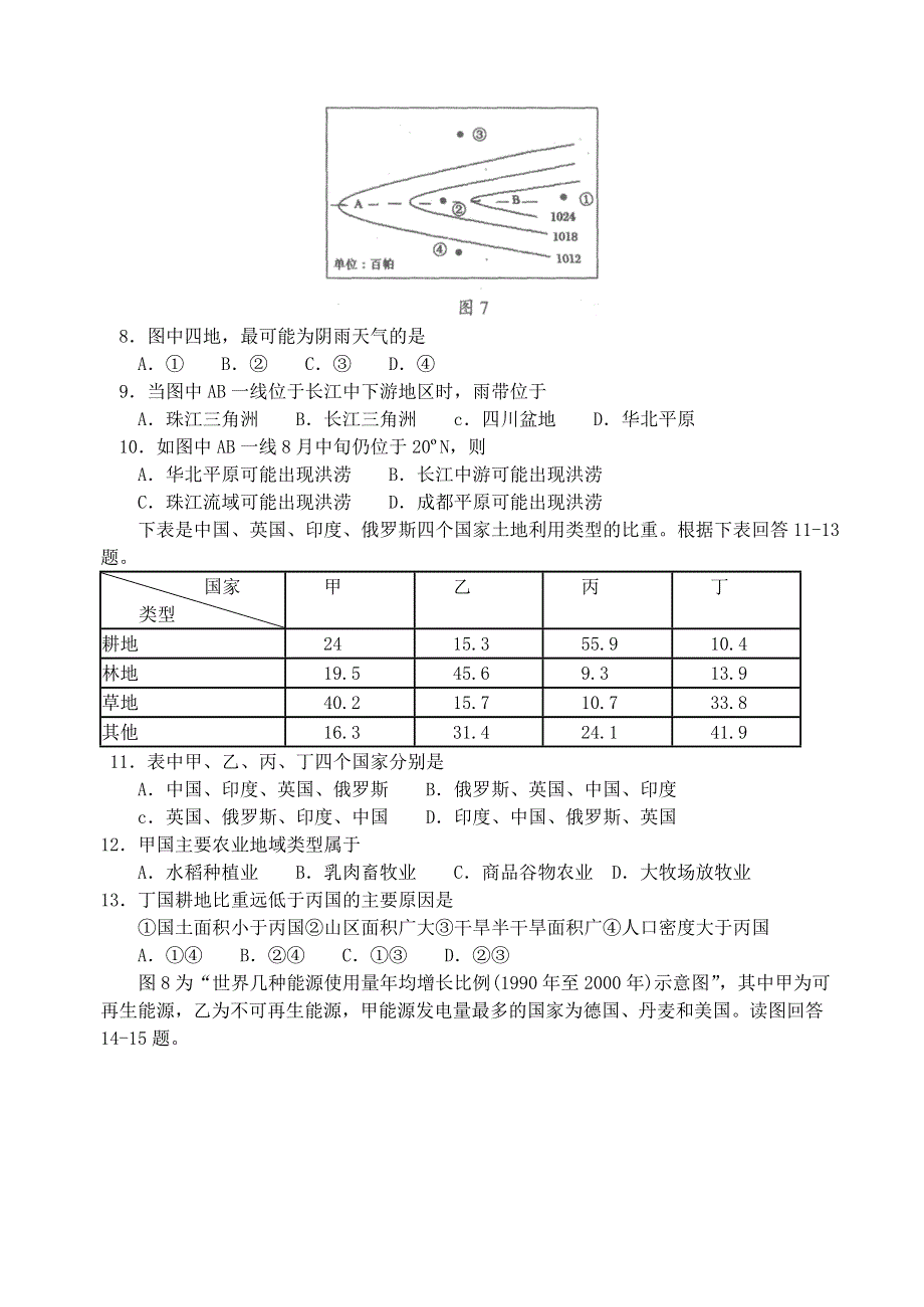 徐州市2006—2007高三第三次质量检测试题（地理）.doc_第3页