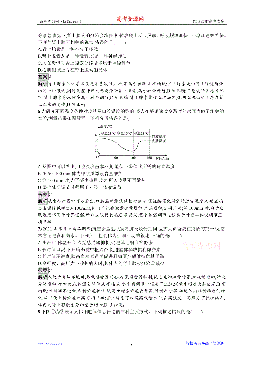 《新教材》2021-2022学年人教版生物选择性必修第一册测评：第3章　第3节　体液调节与神经调节的关系 WORD版含解析.docx_第2页