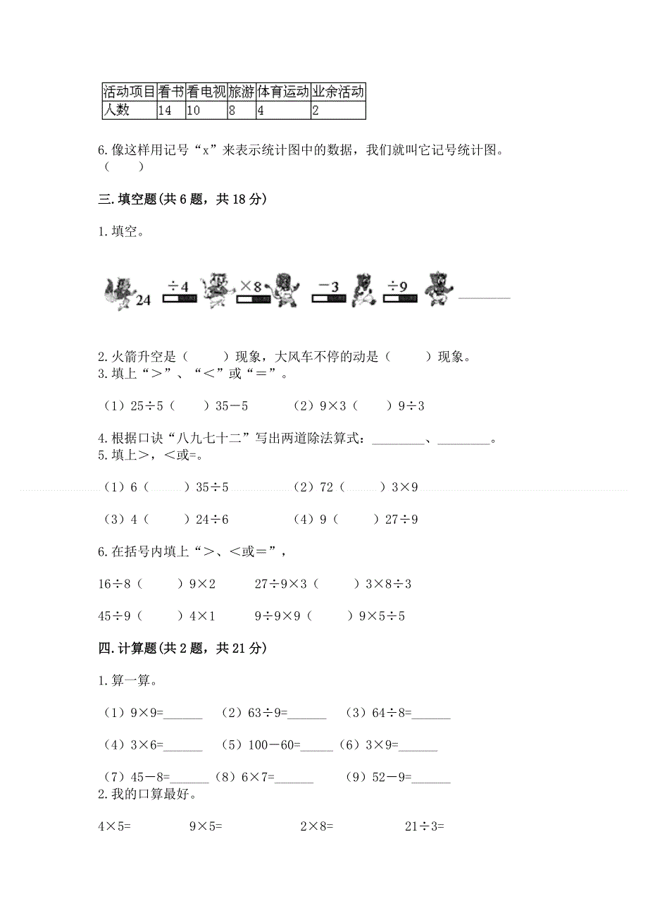 人教版二年级下册数学《期中测试卷》精品（综合题）.docx_第2页