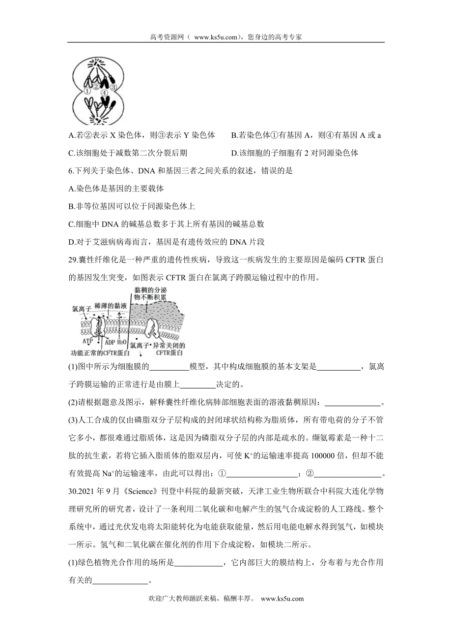 《发布》四川省成都市郫都区2022届高三上学期11月阶段性检测（二） 生物 WORD版含答案BYCHUN.doc_第2页