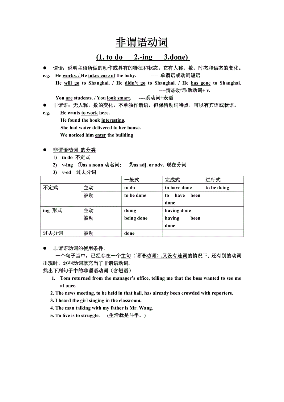 2021届通用版高三英语一轮复习学案：非谓语动词总结 WORD版含解析.doc_第1页