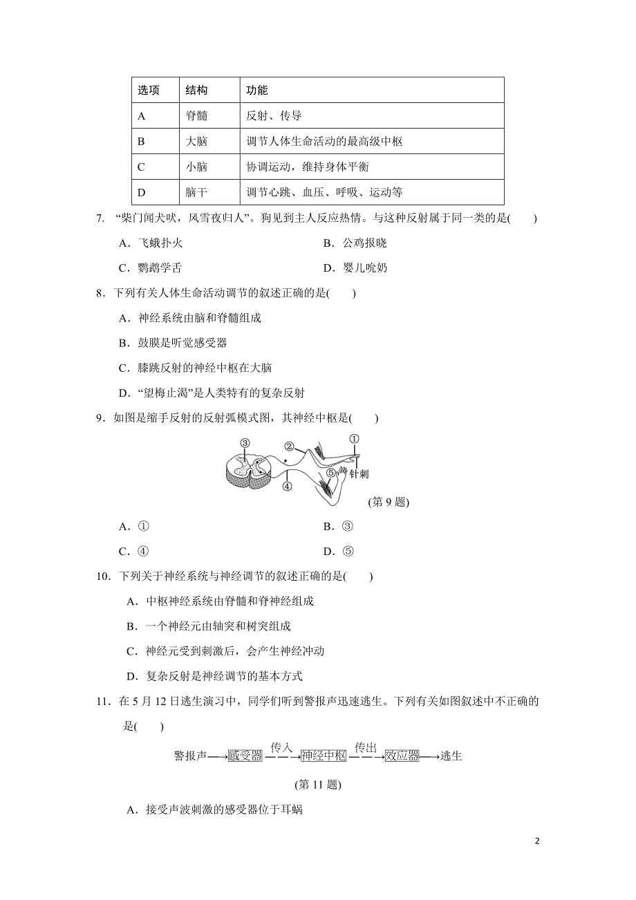 2022人教七下生物第四单元生物圈中的人第六七章达标测试卷2.doc_第2页