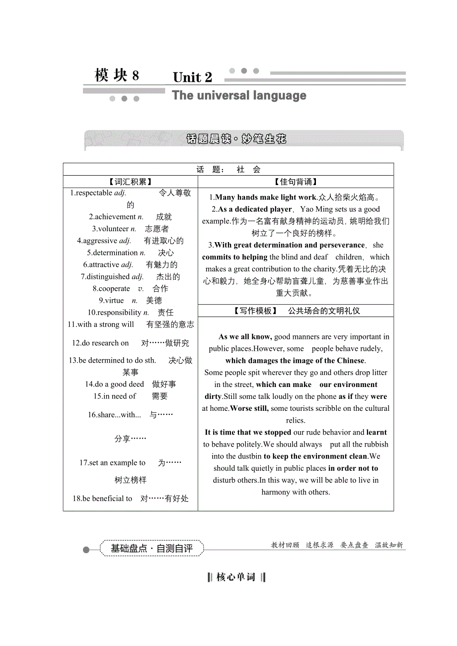 《优化方案》2016届高三牛津版英语一轮复习全书讲义 模块8UNIT2THE UNIVERSAL LANGUAGE .DOC_第1页