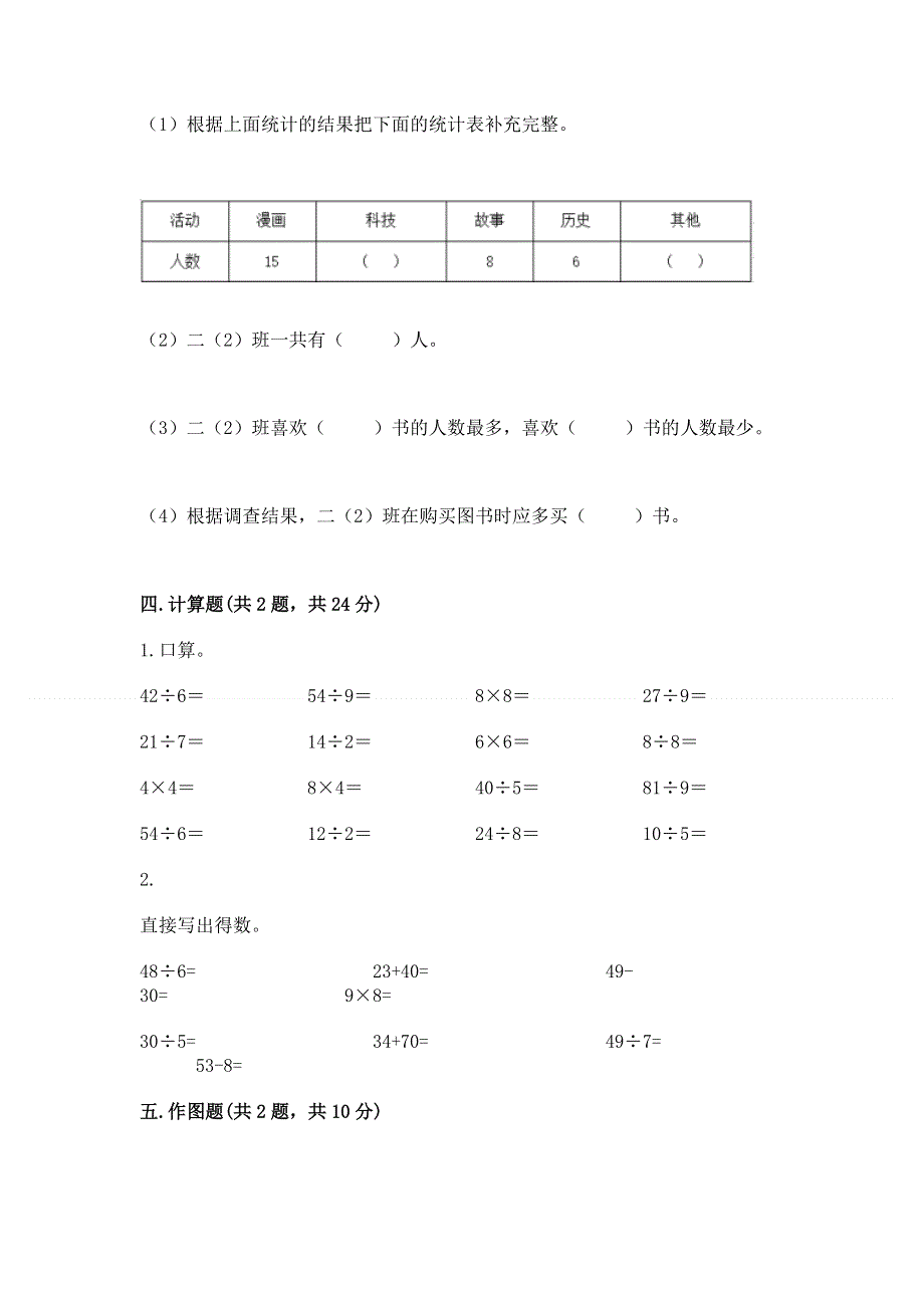 人教版二年级下册数学 期中测试卷附答案【b卷】.docx_第3页