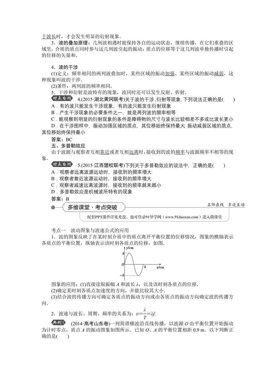 《优化方案》2016届高三物理大一轮复习 第12章 第2节 机械波 教学讲义 .doc_第2页