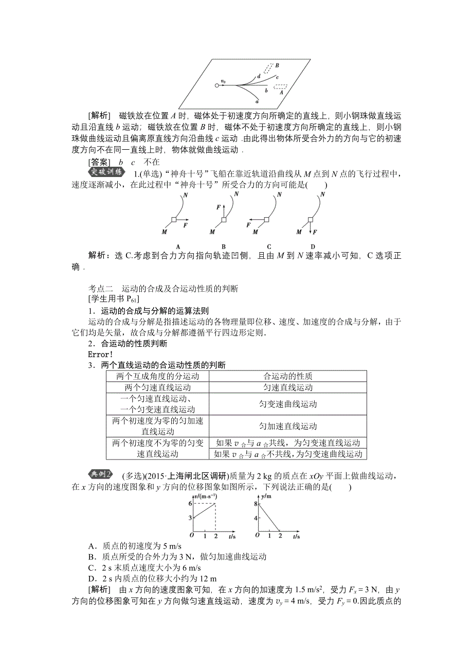 《优化方案》2016届高三物理大一轮复习 第4章 第1节 曲线运动　运动的合成与分解 教学讲义 .doc_第3页