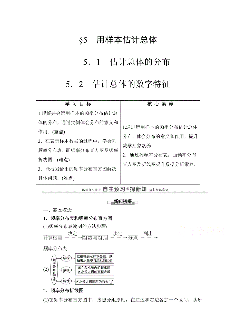 2020-2021学年北师大版数学必修3教师用书：第1章 §5 5-1 5-2　用样本估计总体 WORD版含解析.doc_第1页