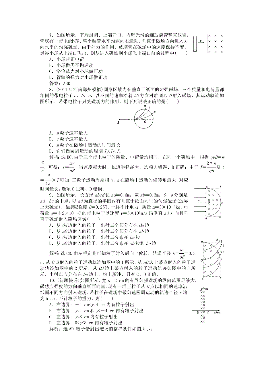 2012优化方案高考物理总复习课时作业：课时24 磁场对运动电荷的作用（人教版）.doc_第3页