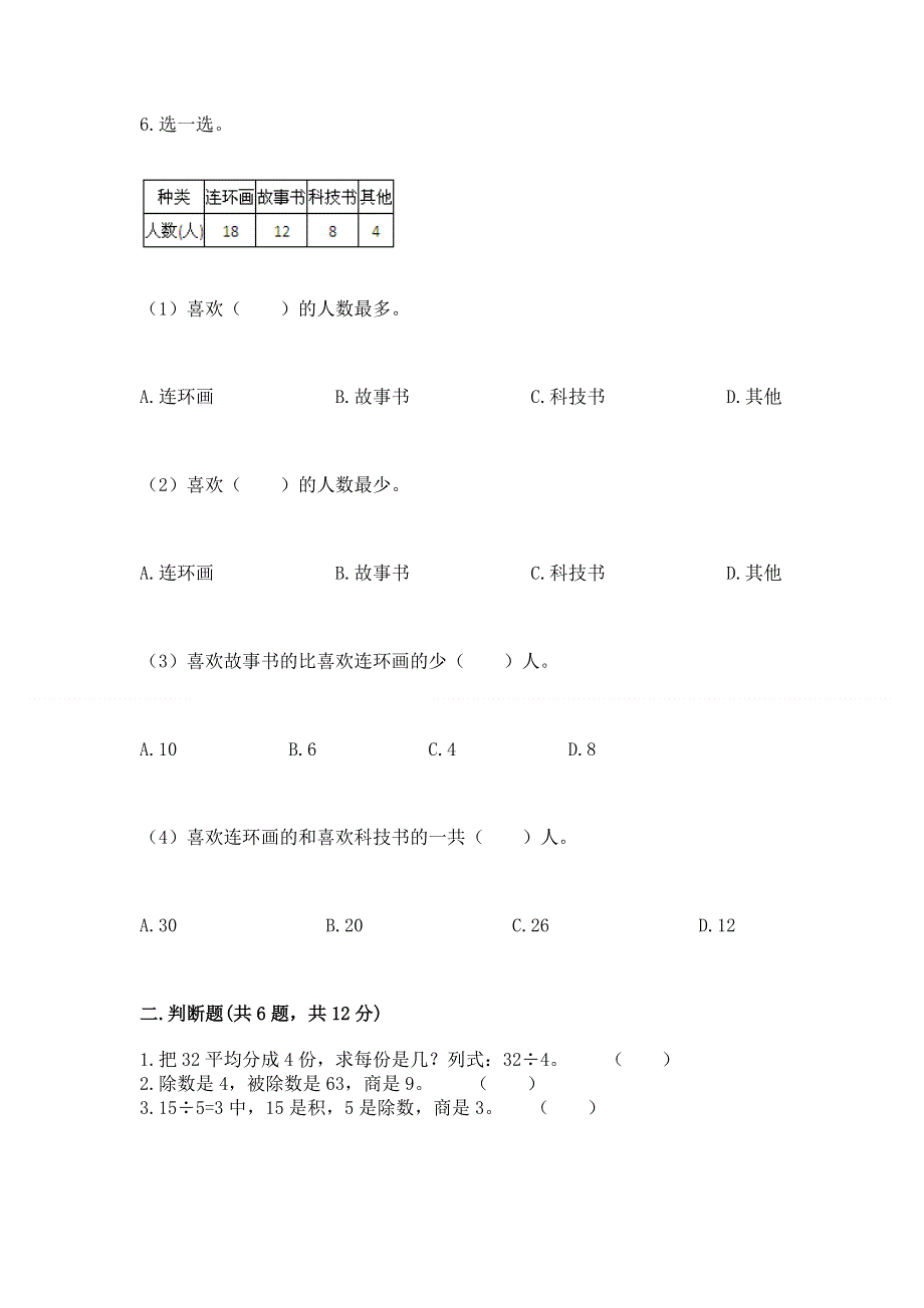 人教版二年级下册数学 期中测试卷（精选题）word版.docx_第2页