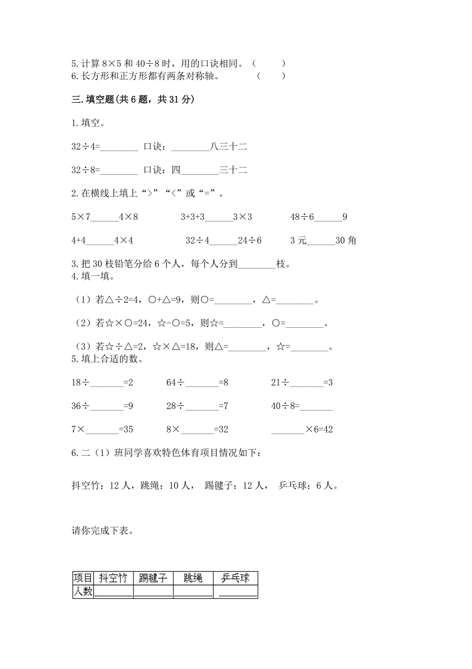 人教版二年级下册数学 期中测试卷精品加答案.docx_第2页