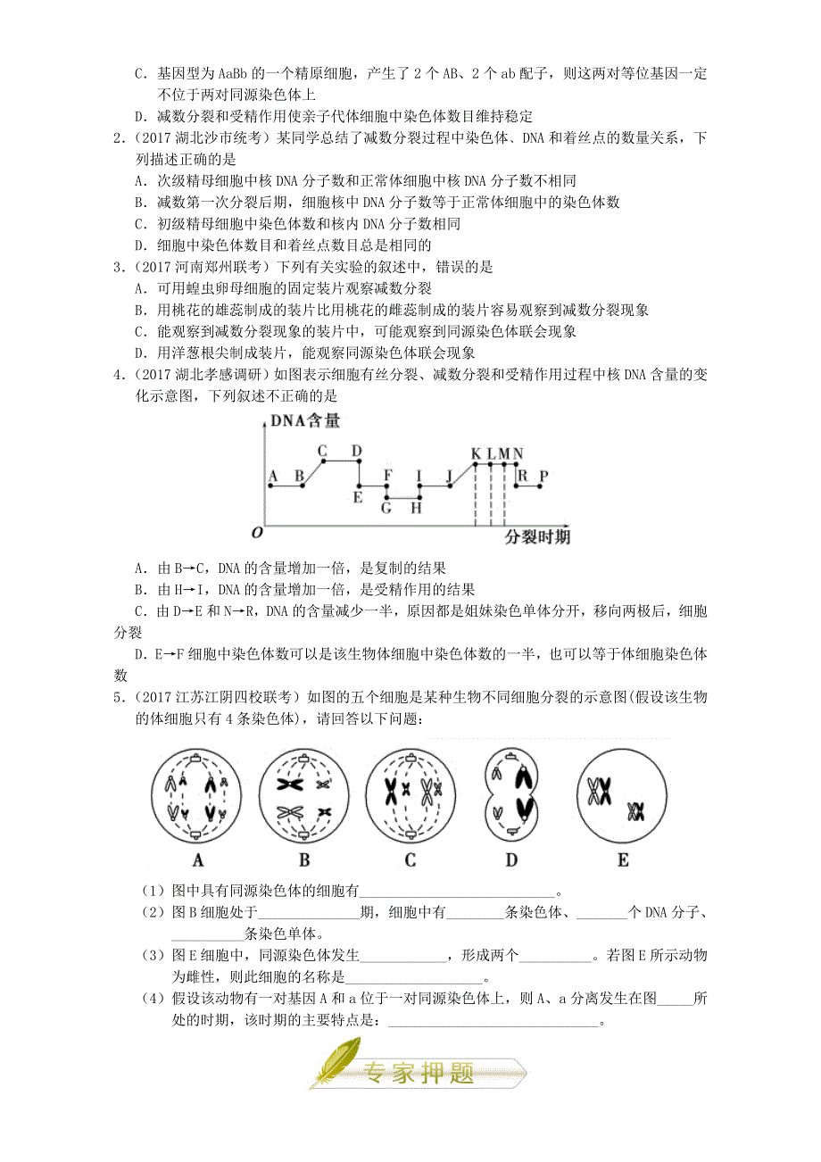 2018年高考生物人教版复习讲义（高考预测+应试技巧+真题回顾+专家押题）第九章 遗传的细胞基础 全国通用 WORD版含解析.doc_第3页