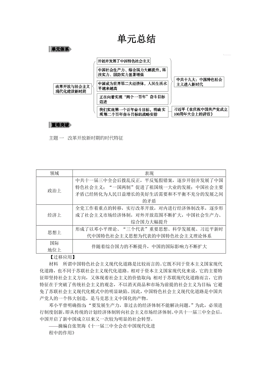 《新教材》2021-2022学年高一历史部编版必修上册学案：第十单元单元总结 WORD版含解析.docx_第1页