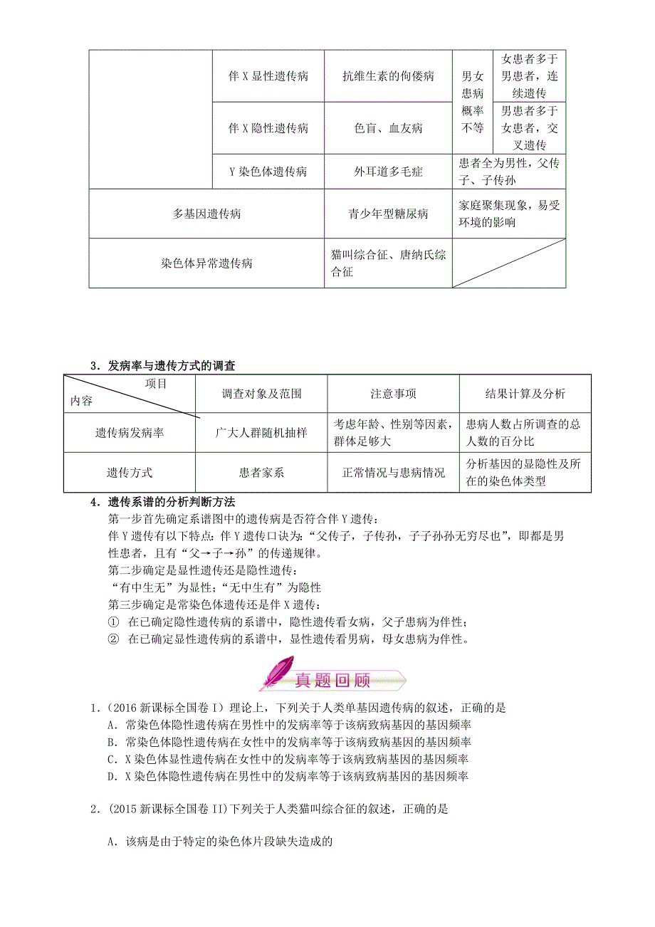 2018年高考生物人教版复习讲义（高考预测+应试技巧+真题回顾+专家押题）第十三章 人类遗传病 全国通用 WORD版含解析.doc_第2页