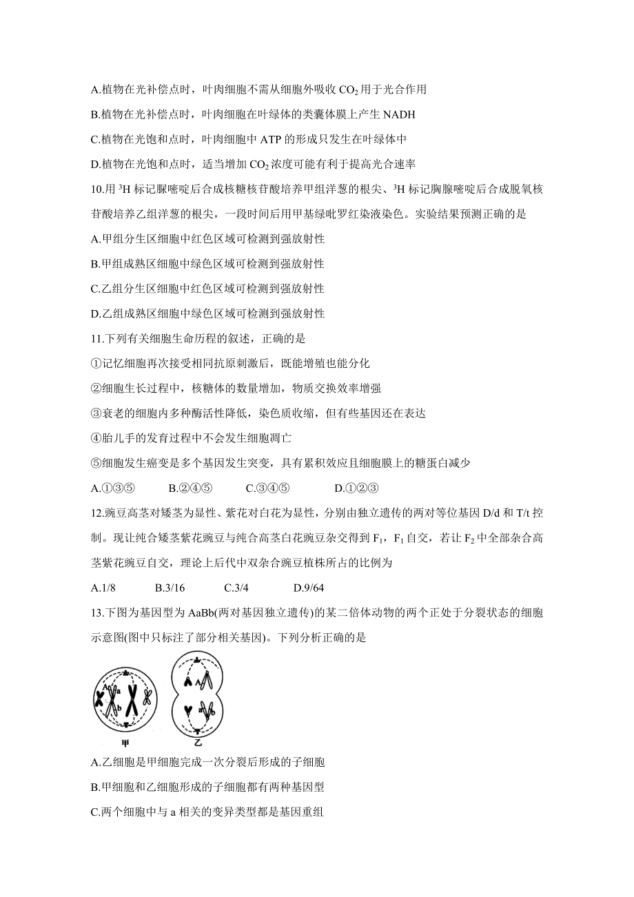 《发布》安徽省”皖南八校“2020届高三上学期第一次联考试题 生物 WORD版含答案BYCHUN.doc_第3页