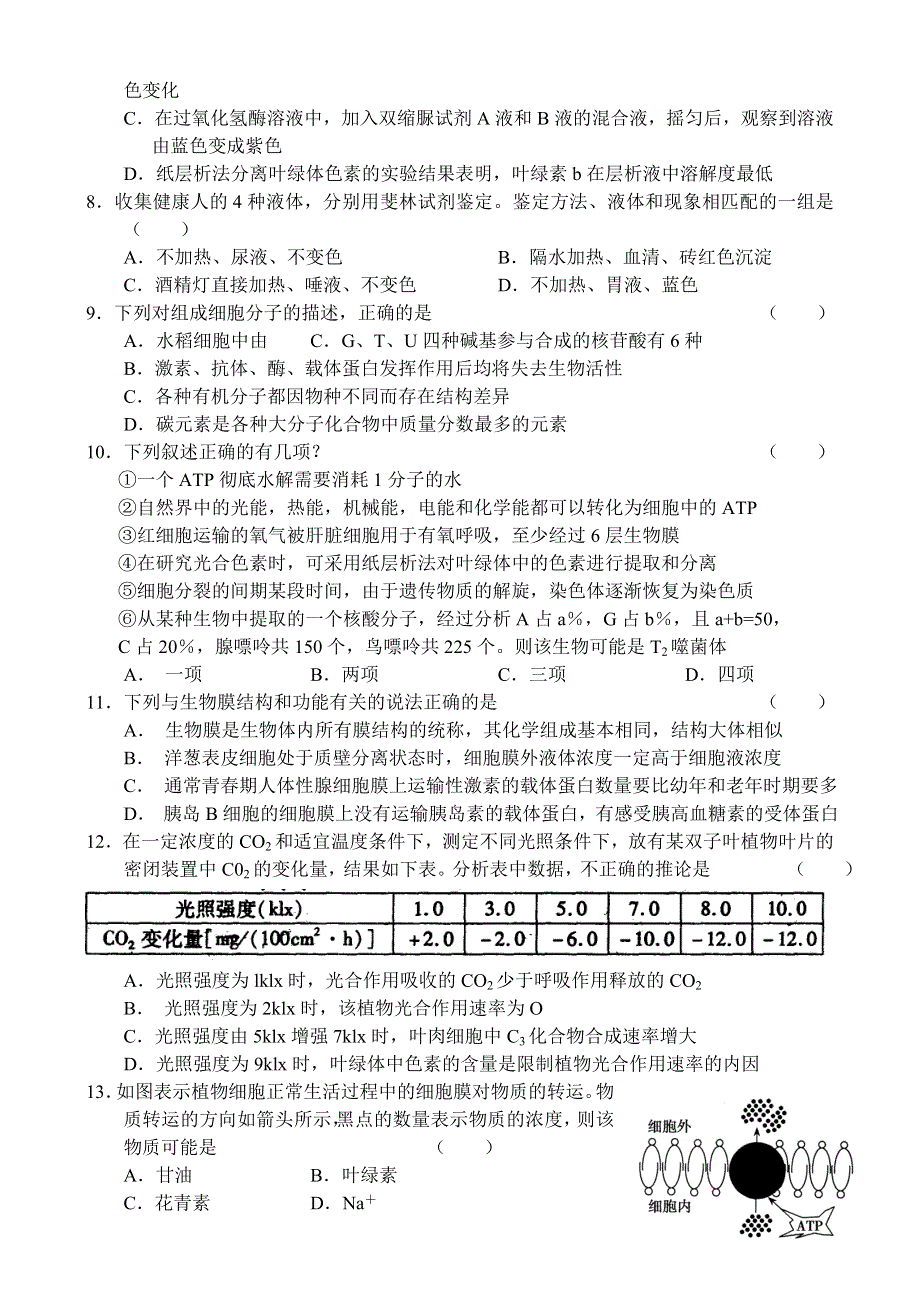 2013年10月份百题精练（1）生物WORD版含答案.doc_第2页