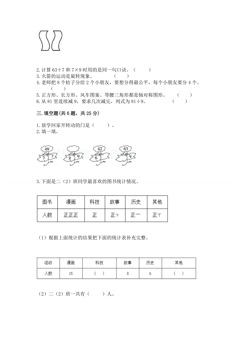 人教版二年级下册数学期中测试卷完美版.docx_第2页