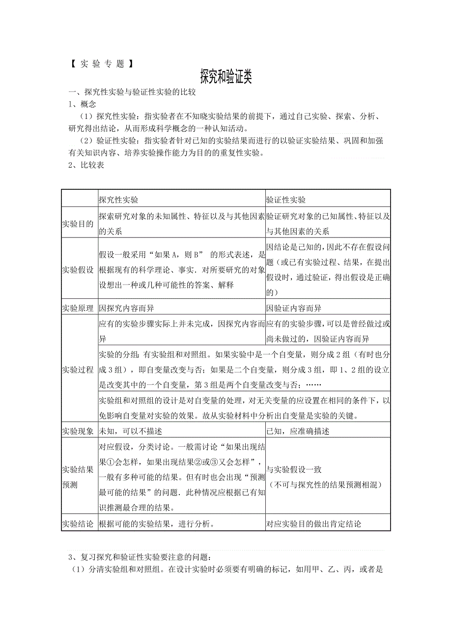 广东省2012届高三生物二轮复习资料：探究和验证类实验总结.doc_第1页