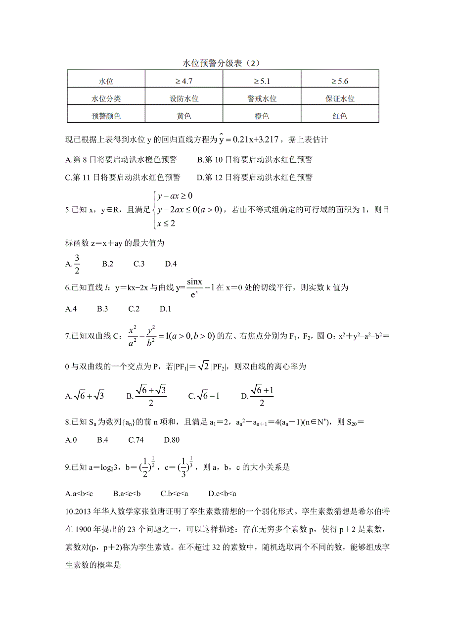 《发布》安徽省六校教育研究会2021届高三第一次素质测试 数学（理） WORD版含答案BYCHUN.doc_第2页