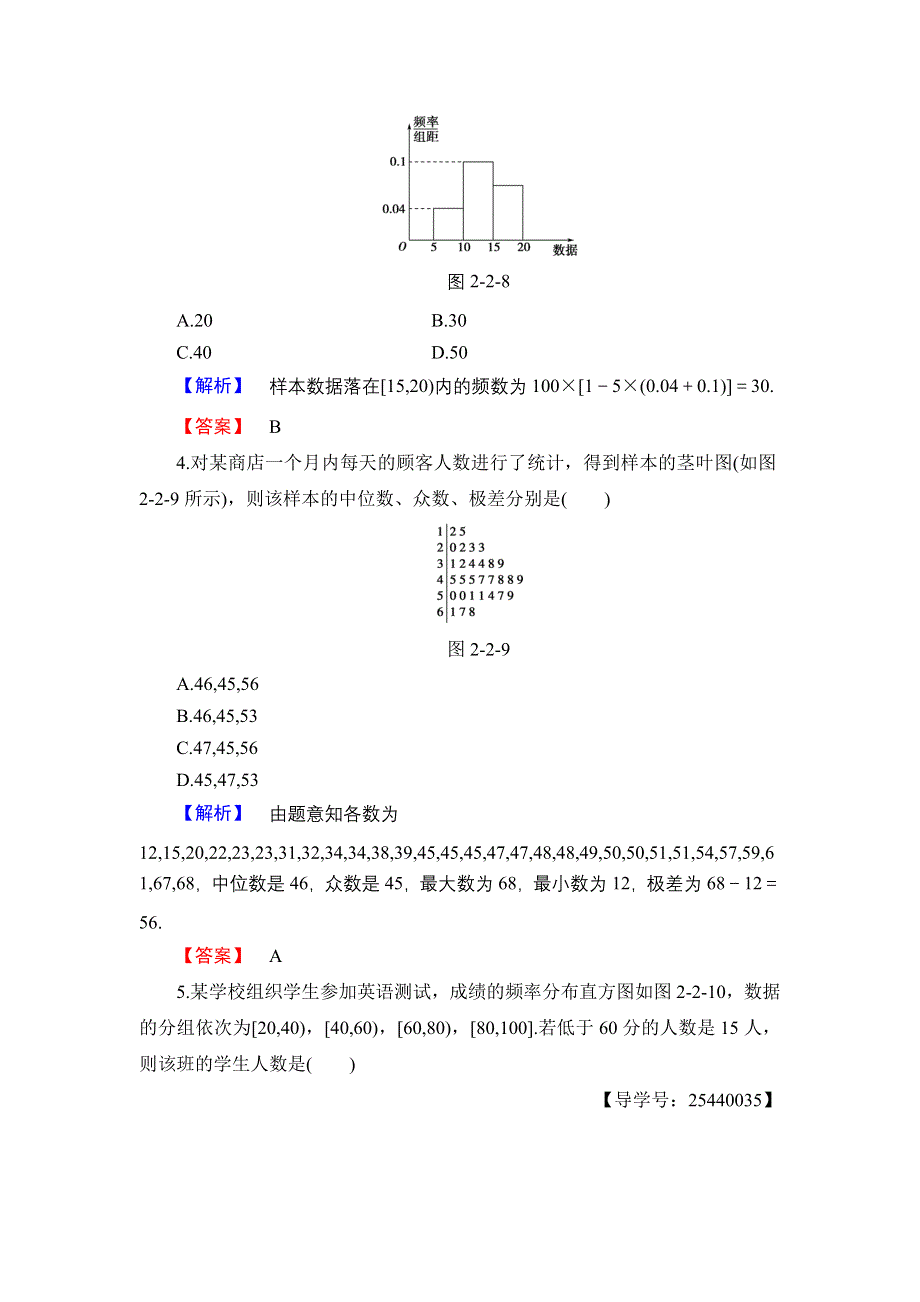 2016-2017学年高中数学人教B版必修3学业分层测评12 用样本的频率分布估计总体的分布 WORD版含解析.doc_第2页