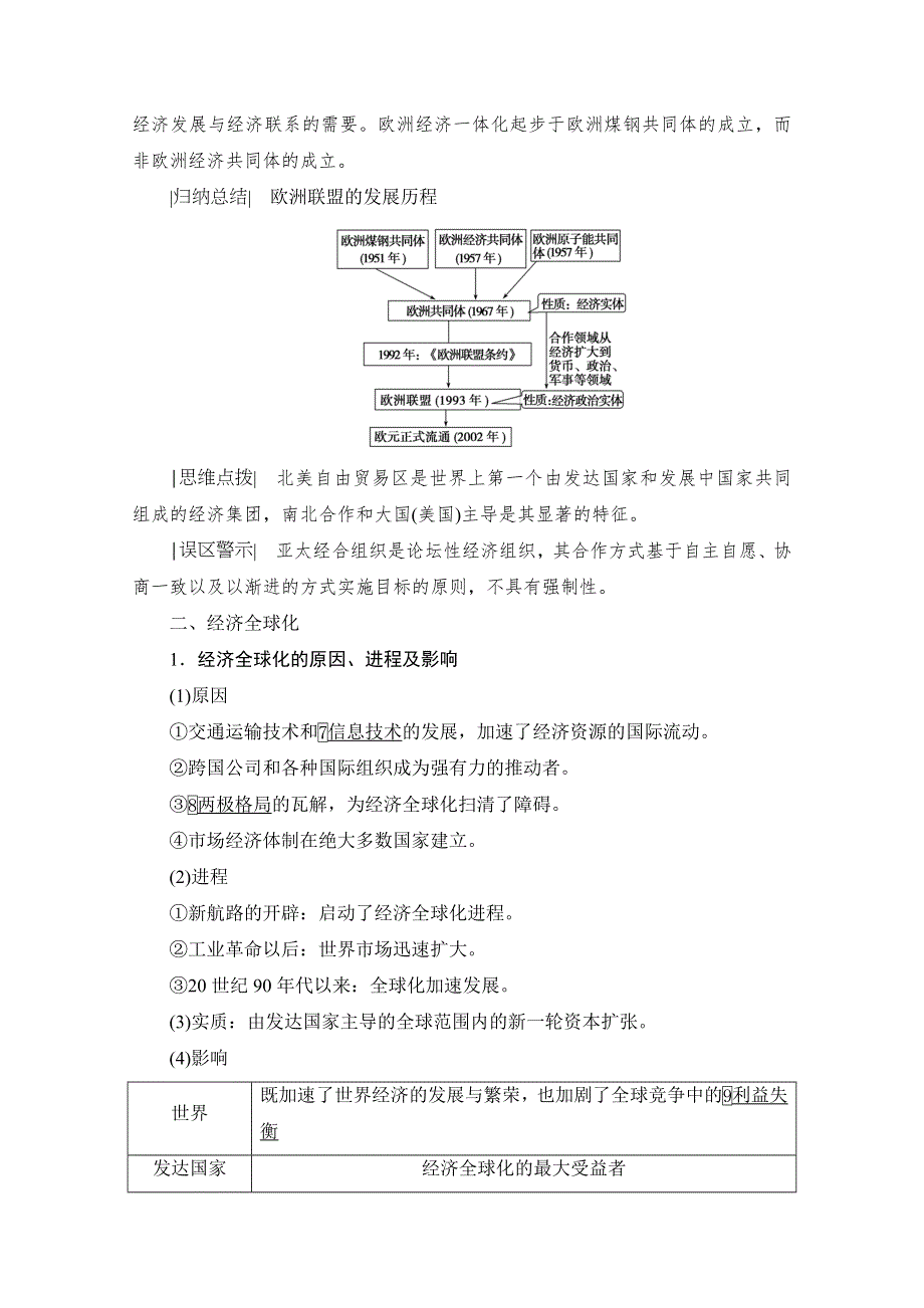 2021届高三人教版历史一轮复习学案：第31讲　世界经济的区域集团化和全球化趋势 WORD版含解析.doc_第3页