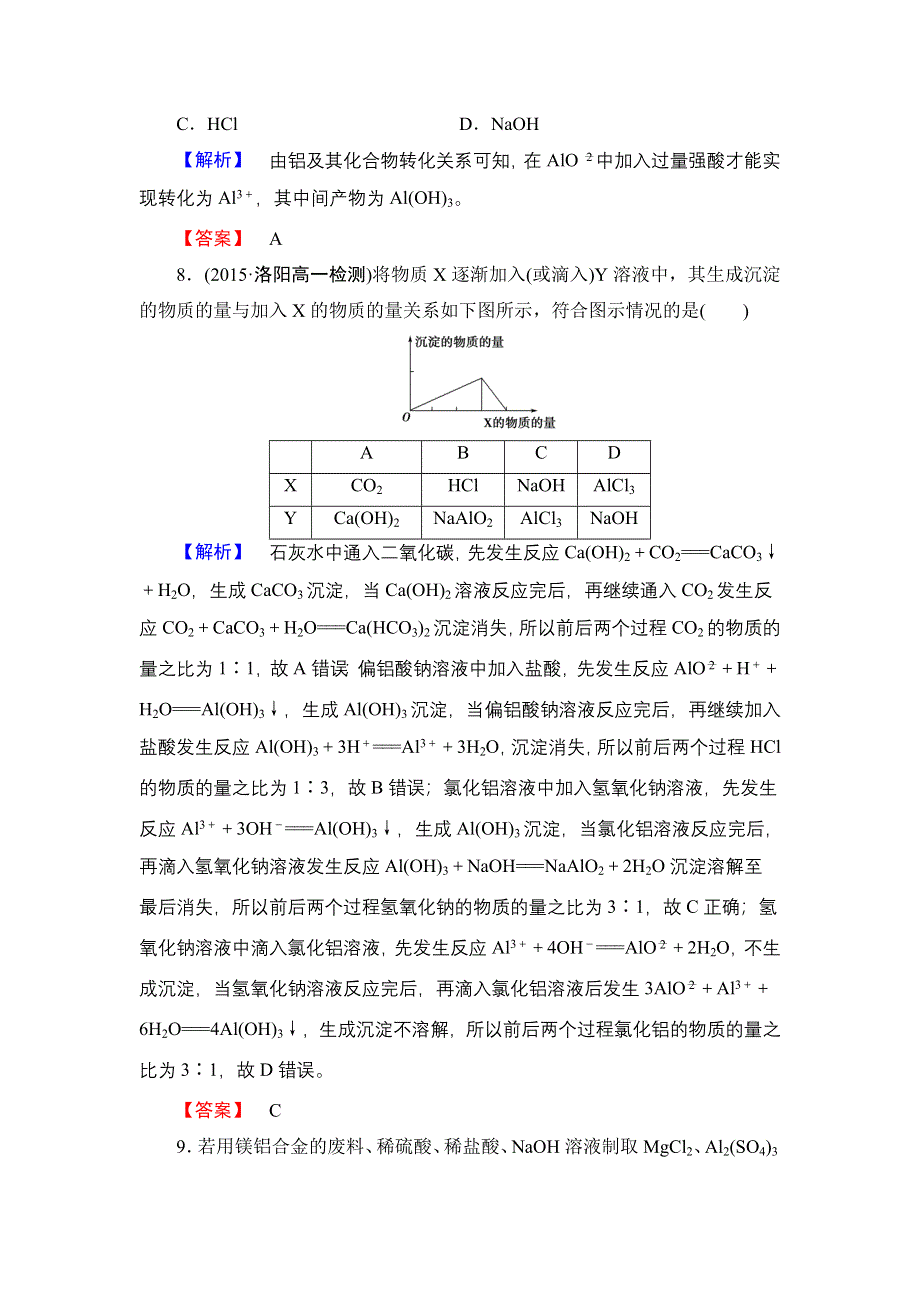 《优化课堂》2015-2016学年高一化学人教版必修1层级作业：第3章-第2节-第2课时 铝的重要化合物 WORD版含解析.doc_第3页