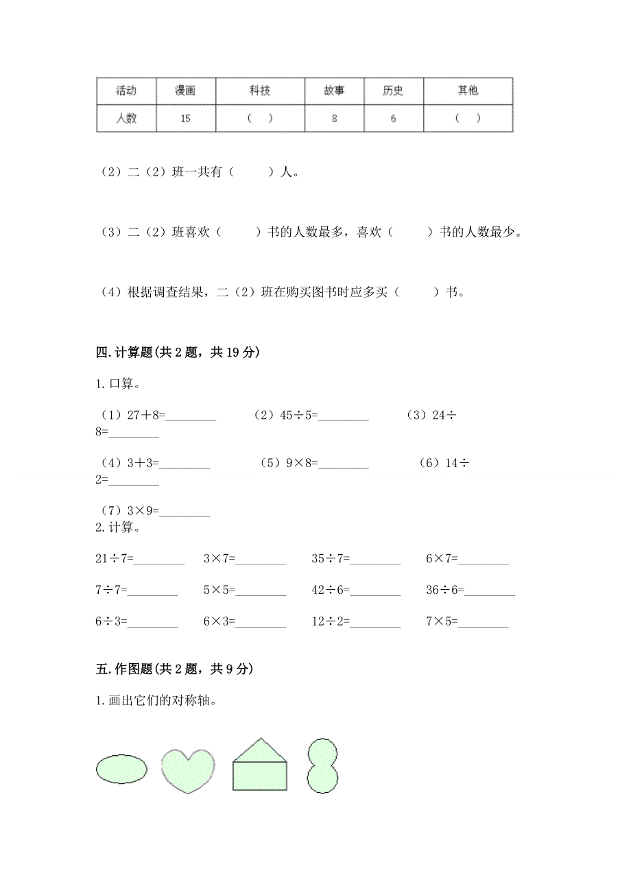 人教版二年级下册数学期中测试卷附答案（名师推荐）.docx_第3页