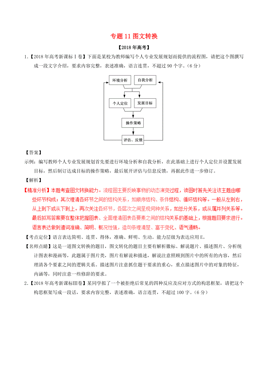 2018年高考语文 高考题和高考模拟题分项版汇编 专题11 图文转换（含解析）.doc_第1页