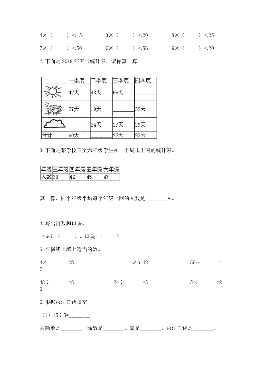 人教版二年级下册数学期中测试卷附答案（实用）.docx_第2页