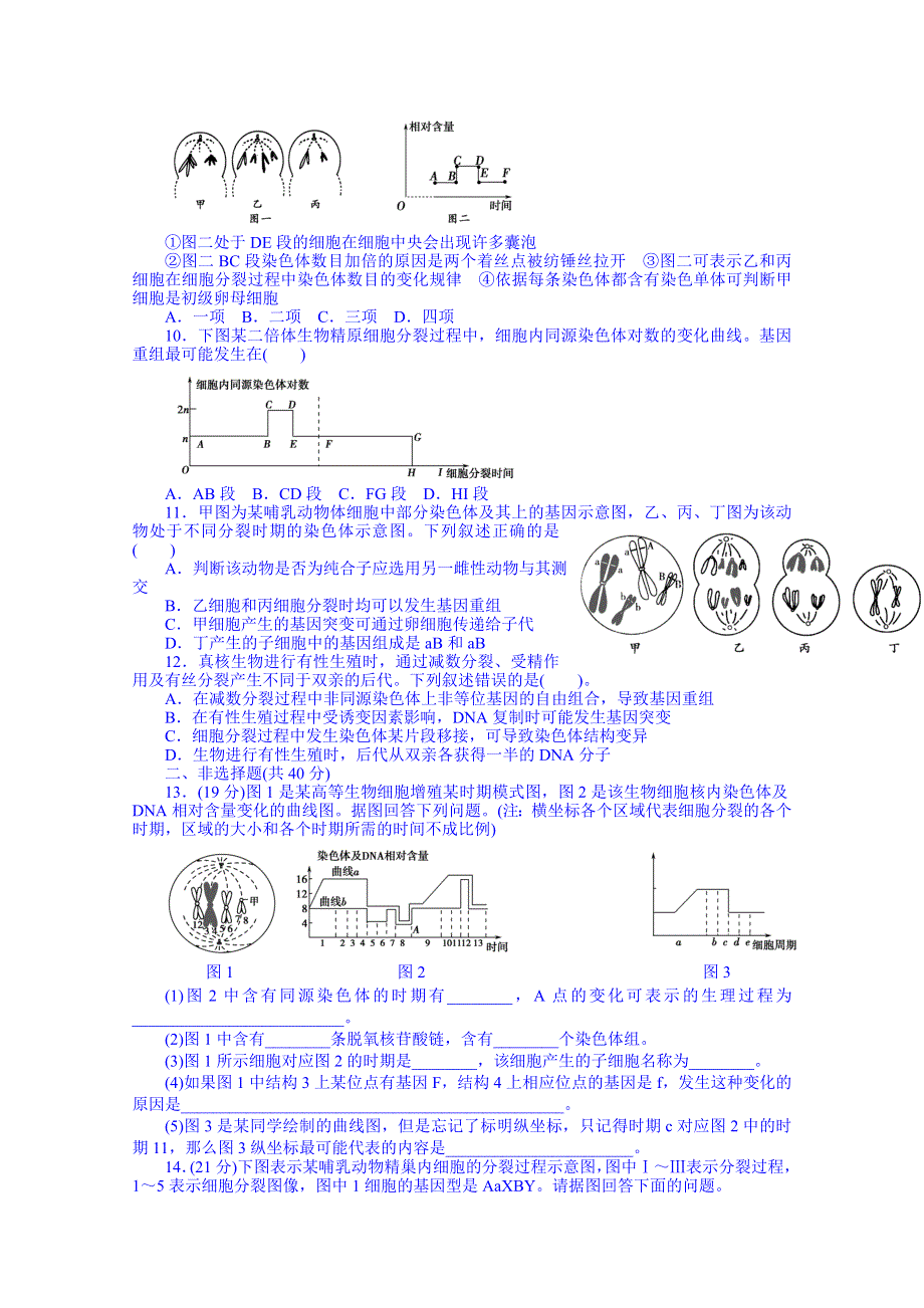 山东省乐陵市第一中学高三生物复习第2-1节 减数分裂和受精作用训练反馈.doc_第2页