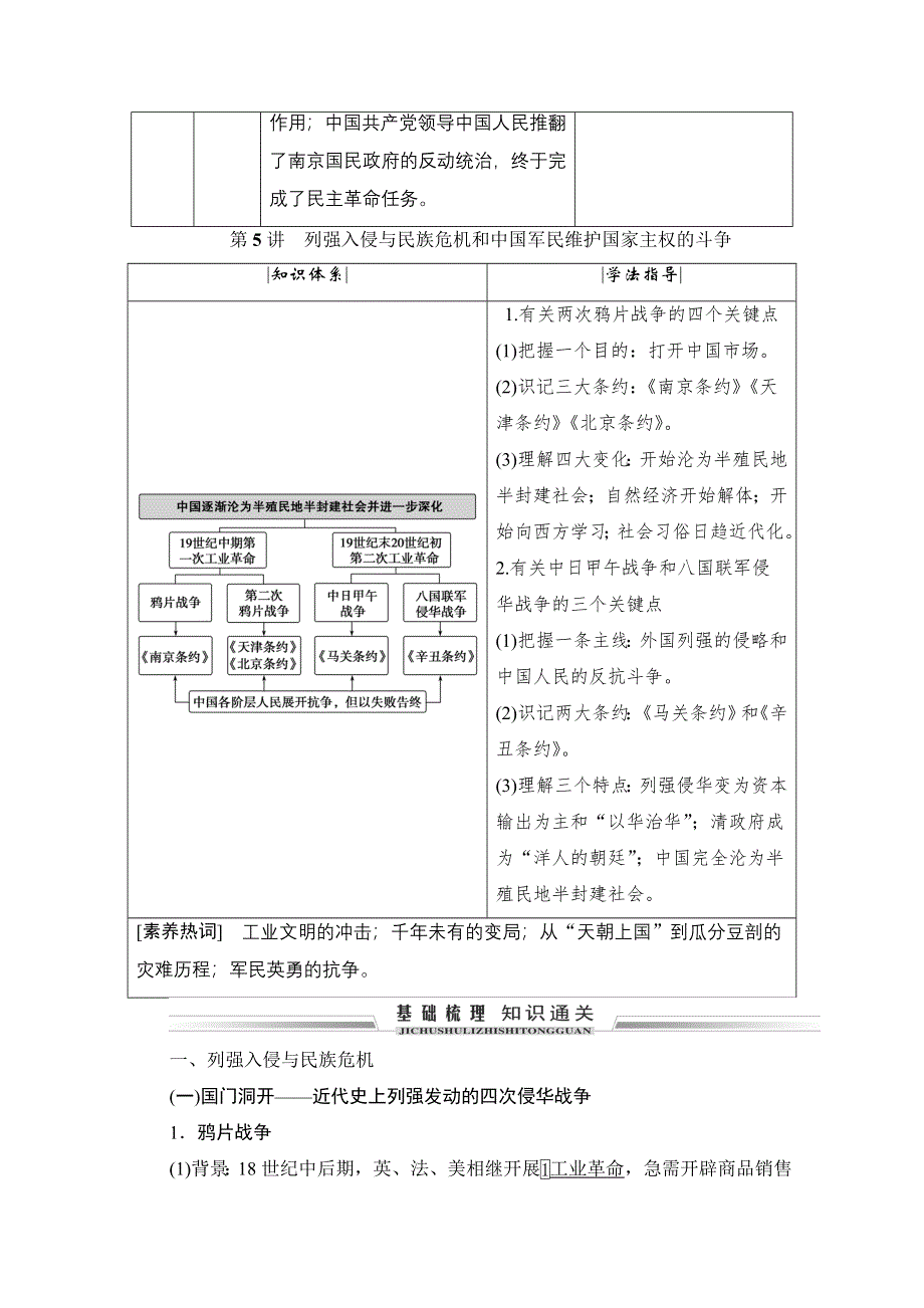 2021届高三人民版历史一轮复习学案：第5讲　列强入侵与民族危机和中国军民维护国家主权的斗争 WORD版含解析.doc_第2页