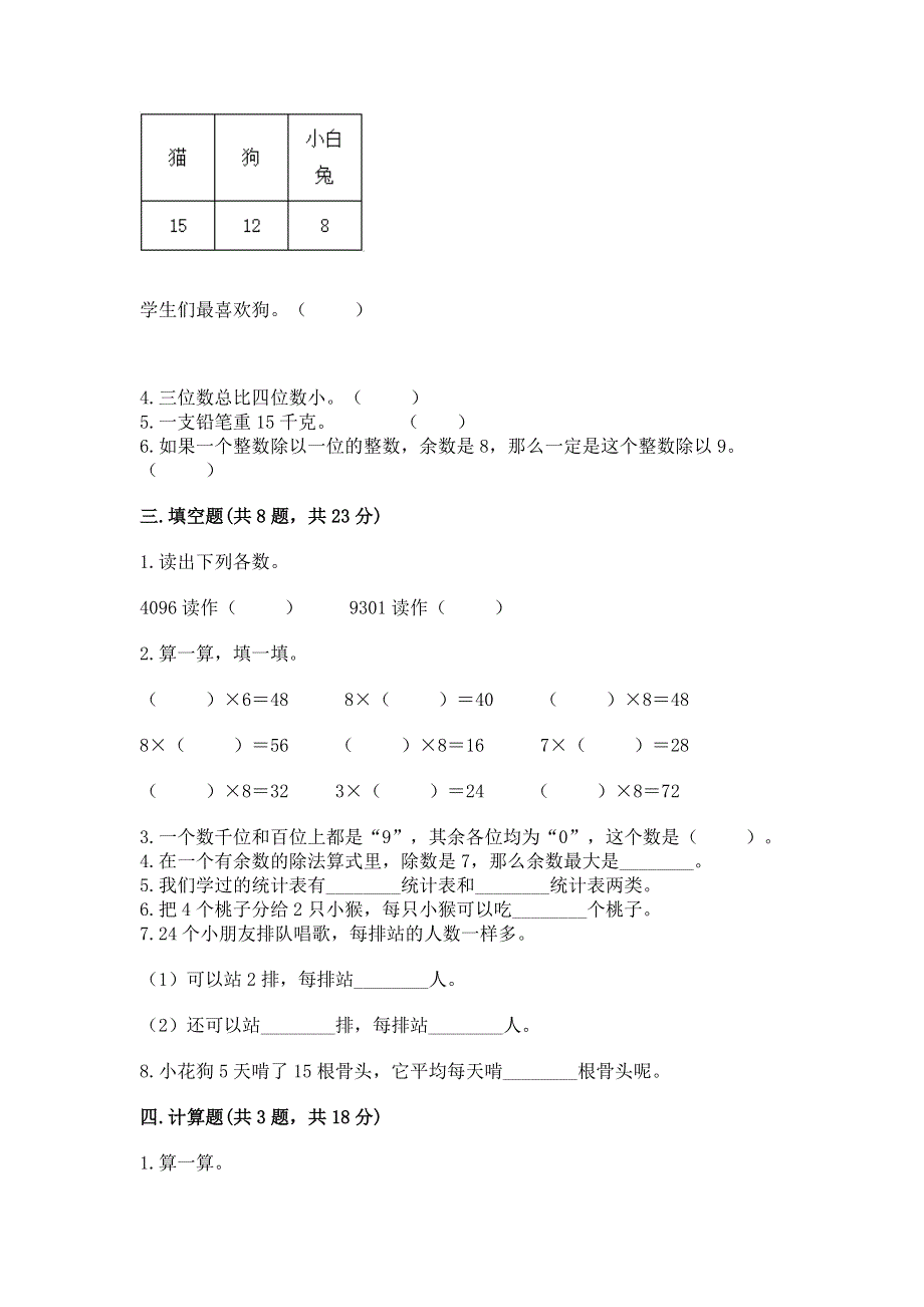 人教版二年级下册数学期末测试卷加答案下载.docx_第2页