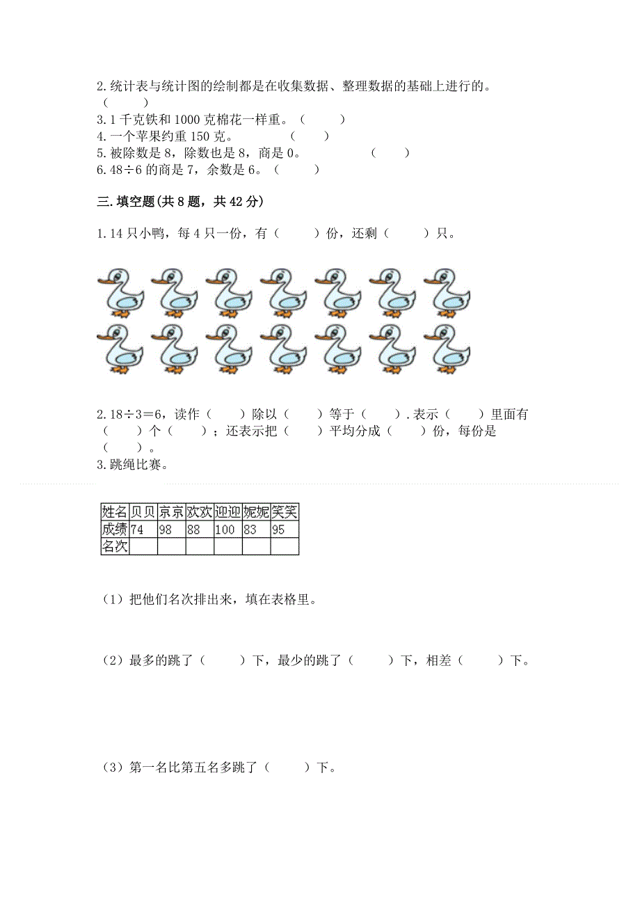 人教版二年级下册数学期末测试卷【考点梳理】.docx_第2页